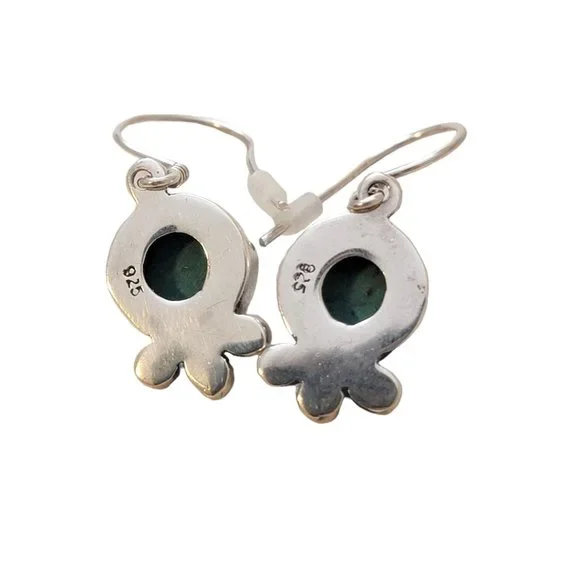 Turquoise Sterling Silver Dangle Earrings Drop Semi Precious Stone Gem December - Picture 10 of 13